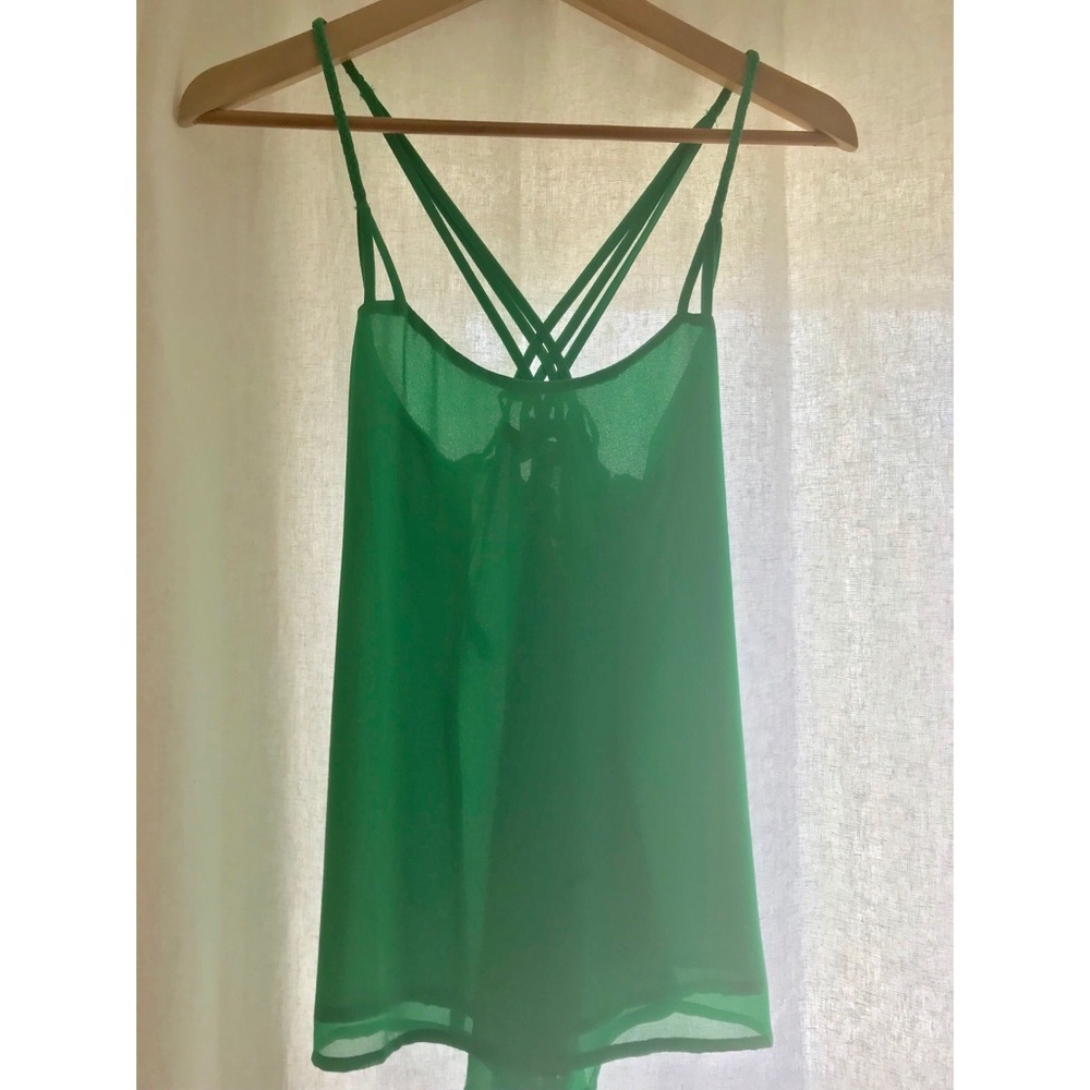 Green Tank Top with Criss Cross Back